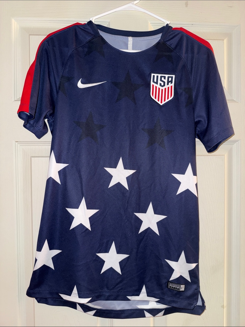 Nike Mens Small Navy, White & Red USA Star Soccer Jersey